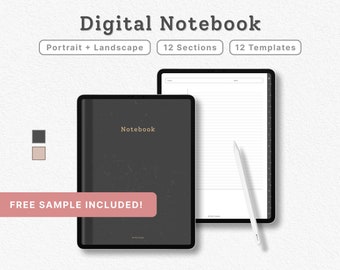 Cuaderno digital con pestañas, cuaderno minimalista universitario con hipervínculos para iPad, cuaderno Goodnotes Notability, bloc de notas con cuadrícula de puntos Cornell