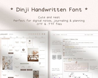Handgeschriebene Schriftart für digitalen Planer und Notizen, GoodNotes Notability Schriftart, niedliche Schriftart, digitale Notizen Schriftart, iPad Schriftart, benutzerdefinierte Schulschrift