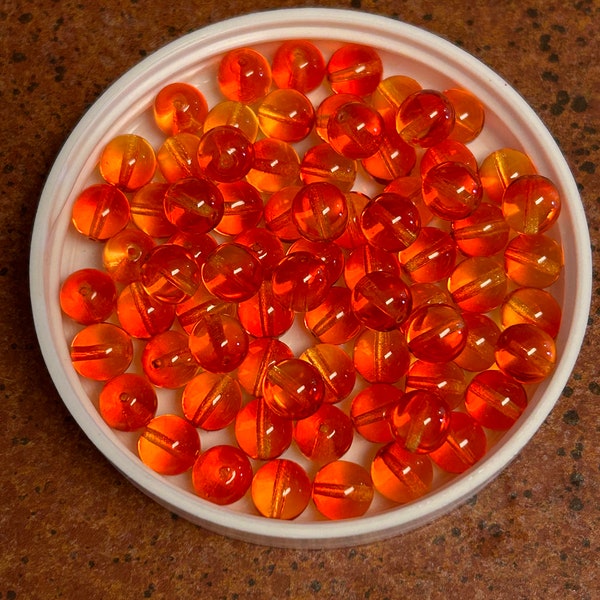 Czech 8mm Fire Opal Glass Druk Beads Orange Glass Beads