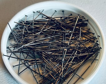 Gunmetal Plated Brass Head Pins 2 Inch 21 Gauge