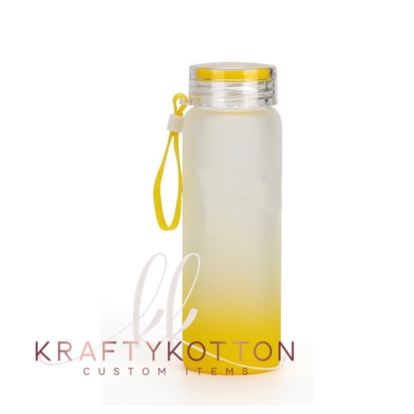 17oz Yellow Gradient Frosted Glass Tumbler with screw on glass lid - Sublimation Blank