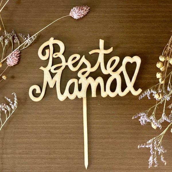 Beste Mama Blumenstecker mit Herz Holz Deko