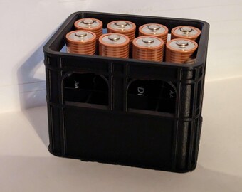 Small AA Battery Storage Crate | 3D Printed, Stylish Battery Storage