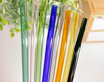 Reusable Colored Glass Straw: Curved Smoothie Straw (8" x 8mm)