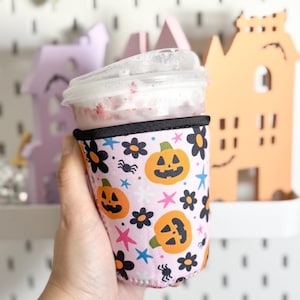 Halloween Cup Sleeve, Cup Coozie, Drink Sleeve, Iced Coffee Sleeve
