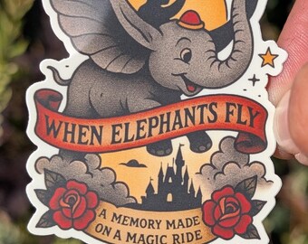 When Elephants Fly - Vinyl Sticker