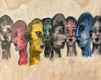 Muchas Caras Impresión de acuarela