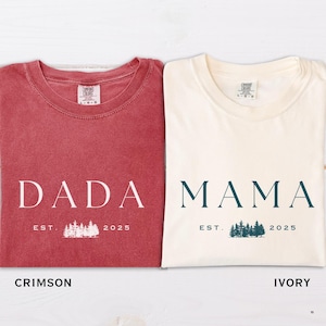 Comfort Colors® Christmas Pregnancy Announcement Shirt, Custom Mama Dada Shirts, New Parents Gift, First Christmas as Mama Dada Tee