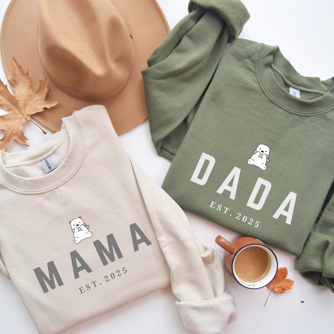 Custom EST Mama Dada Sweatshirts, Pregnancy Announcement Tee, New Mom ...