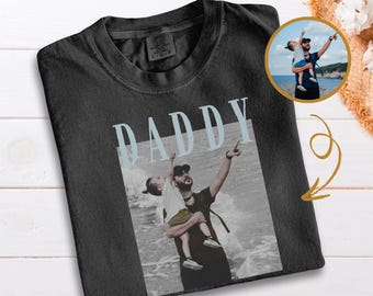 Custom Vintage Photo Dad Shirt – Personalized Comfort Colors Tee, Retro Bootleg Design, Father&#39;s Day Gift, Custom Picture T-Shirt