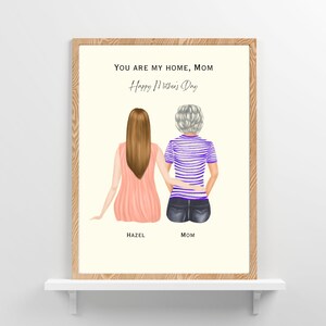 Aangepast Moederdagcadeau van kinderen, aangepaste familie cartoon illustratie, gepersonaliseerd cadeau voor familie, cadeau voor vrouw van echtgenoot