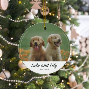Pet Photo Christmas Ornament, Ceramic Ornament Gift For Pet Lovers, Custom Gift For Dog Mama, Personalized Pet Photo, Custom Cat Lover Gift