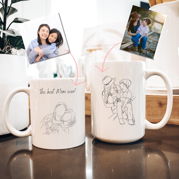 Family Line Art Mug, Custom Line Drawing Mug, Personalized Mug for Mother’s Day, Family Portrait Line Art Mug, Anniversary Gift, Personalize