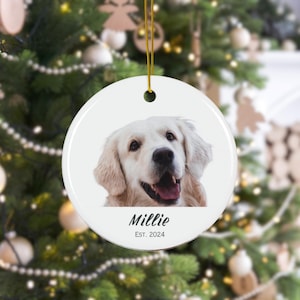 Pet Photo Christmas Ornament, Ceramic Ornament Gift For Pet Lovers, Custom Gift For Dog Mama, Personalized Pet Photo, Custom Cat Lover Gift