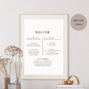 Znak powitalny Airbnb, Znak Wi-Fi, Znak z instrukcją wymeldowania wynajmu Airbnb, Szablon znaku Wi-Fi, Niestandardowy edytowalny szablon hasła Wi-Fi, Gospodarz