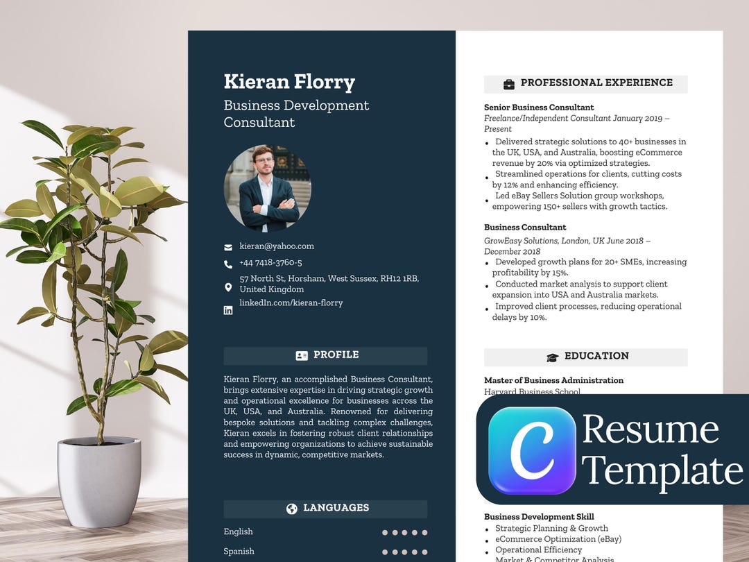 Canva Resume Template With Photo, Cv Template Canva, Creative Resume ...