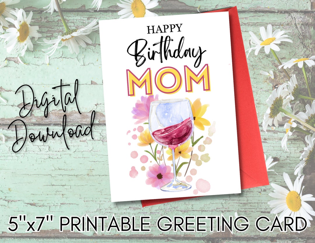 DIGITAL DOWNLOAD Printable Mom Birthday Day Card PDF - Etsy