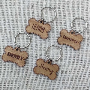 Personalized Pet Name Cherry Wood Keychain, Wood, Backpack Tag, Key Tag, Party Favor, Custom, Corporate Gift