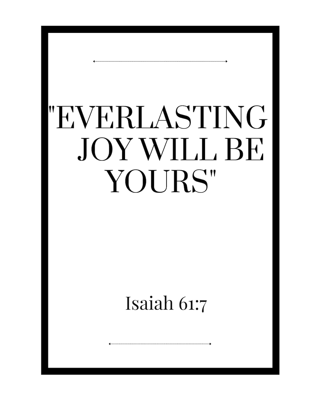 Everlasting Joy Will Be Yours, Bible Verse, Digital Download Minimalist ...