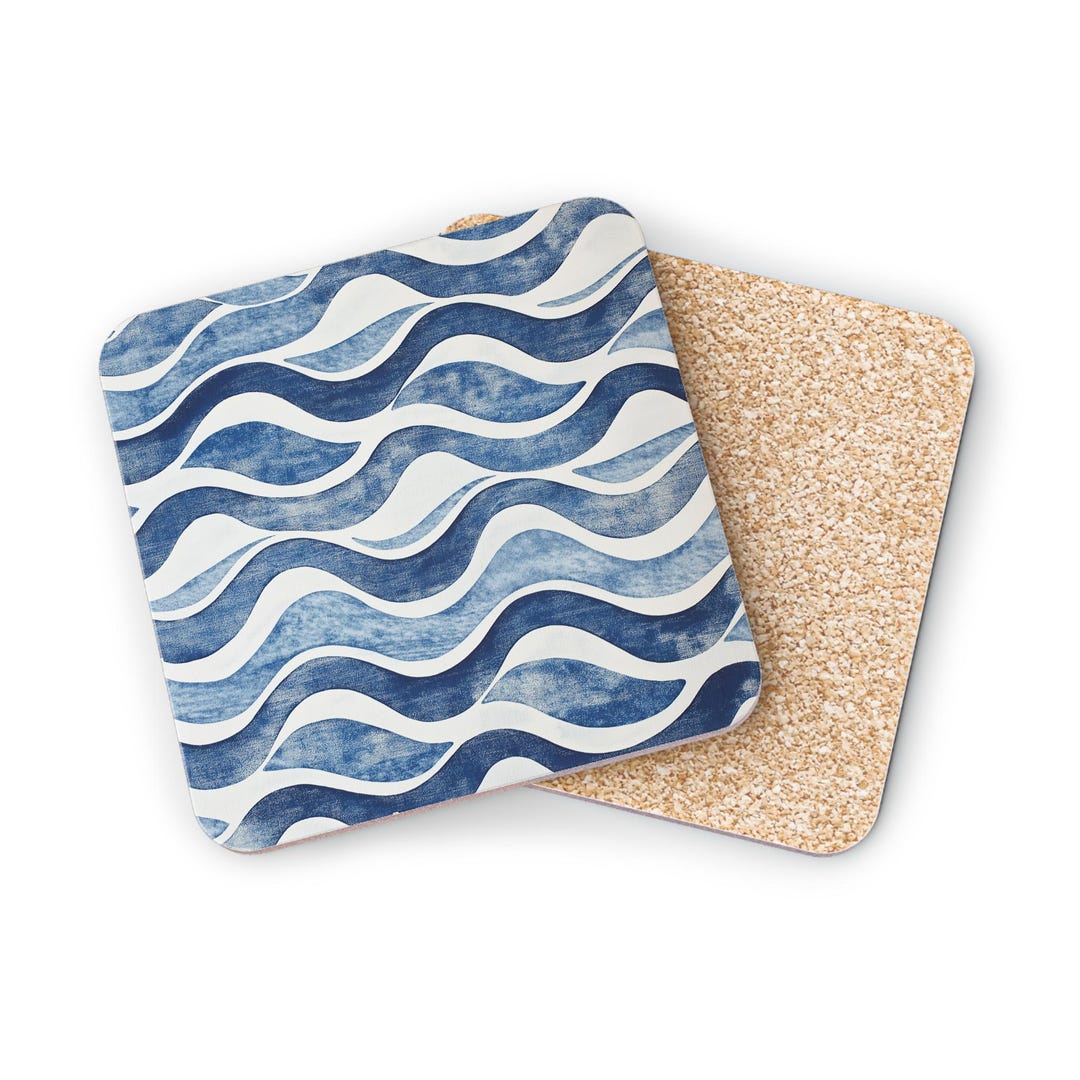 Blue Wave Coasters Set: Nautical Greek Island Home Decor - Etsy
