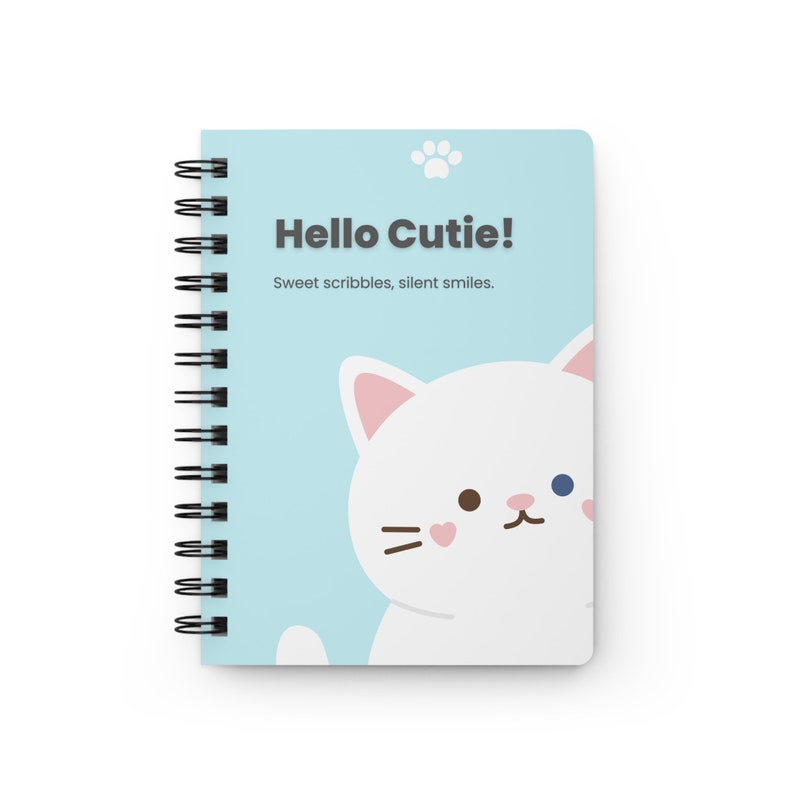 Cute Spiral Notebook Cute Stationary Cute Blue Hello Cutie Notebook Etsy