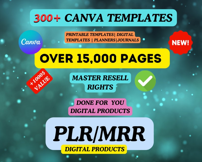 15,000 Pages PLR Canva Template Bundle 300 PLR Templates Planners ...
