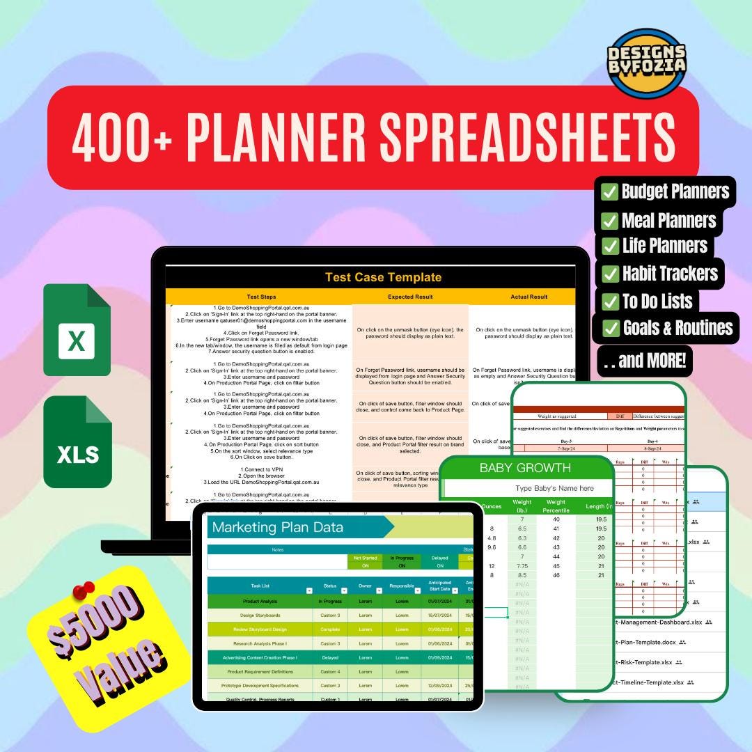 Ultimate Spreadsheet Planner Bundle 400 Editable Google Sheets ...