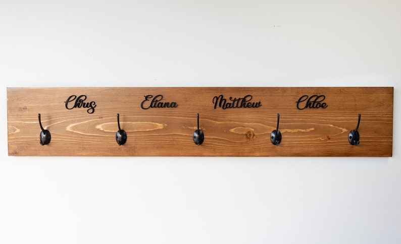 Personalized Family 3D Names Wall Mount Coat Rack With Hangers - Etsy