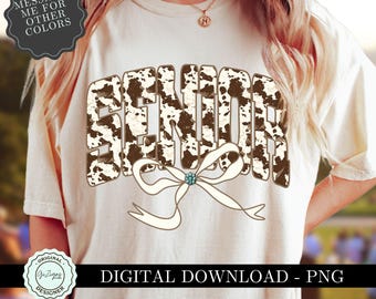 Trendy Senior png, Kokietka Łuk Ukończenie 2025 PNG Clipart, Krowa Druk Krajowy Western Absolwent Cowgirl Estetyczna Sublimacja Cyfrowa