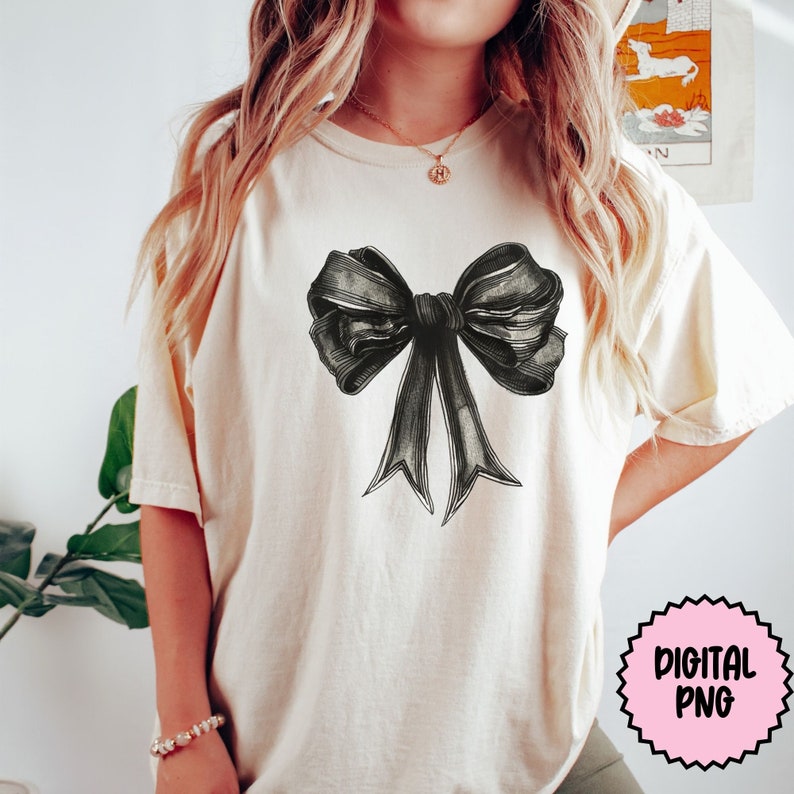 Trendy Black Bow Dark Coquette PNG Bundle, Black Coquette Bows, Ribbon Feminino Estético Subliminação Instant Digital Download Clipart imagem 3