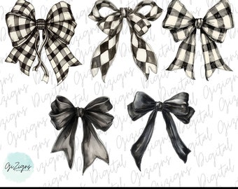 Trendy Black Bow Dark Coquette PNG, Coquette Bows, Ribbon Feminine Aesthetic Sublimination Digital Design Clipart, Commercial Use Allowed