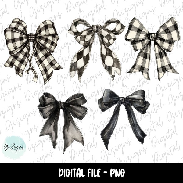 Trendy Black Bow Dark Coquette PNG, Coquette Bows, Ribbon Feminine Aesthetic Sublimination Digital Design Clipart, Commercial Use Allowed