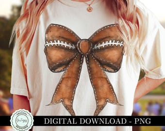Coquette Football Bow PNG, Football Coquette Bow Clipart, Football Game Day Sublimination Shirt Design,  Fall Football Mama PNG, pod dtf uv