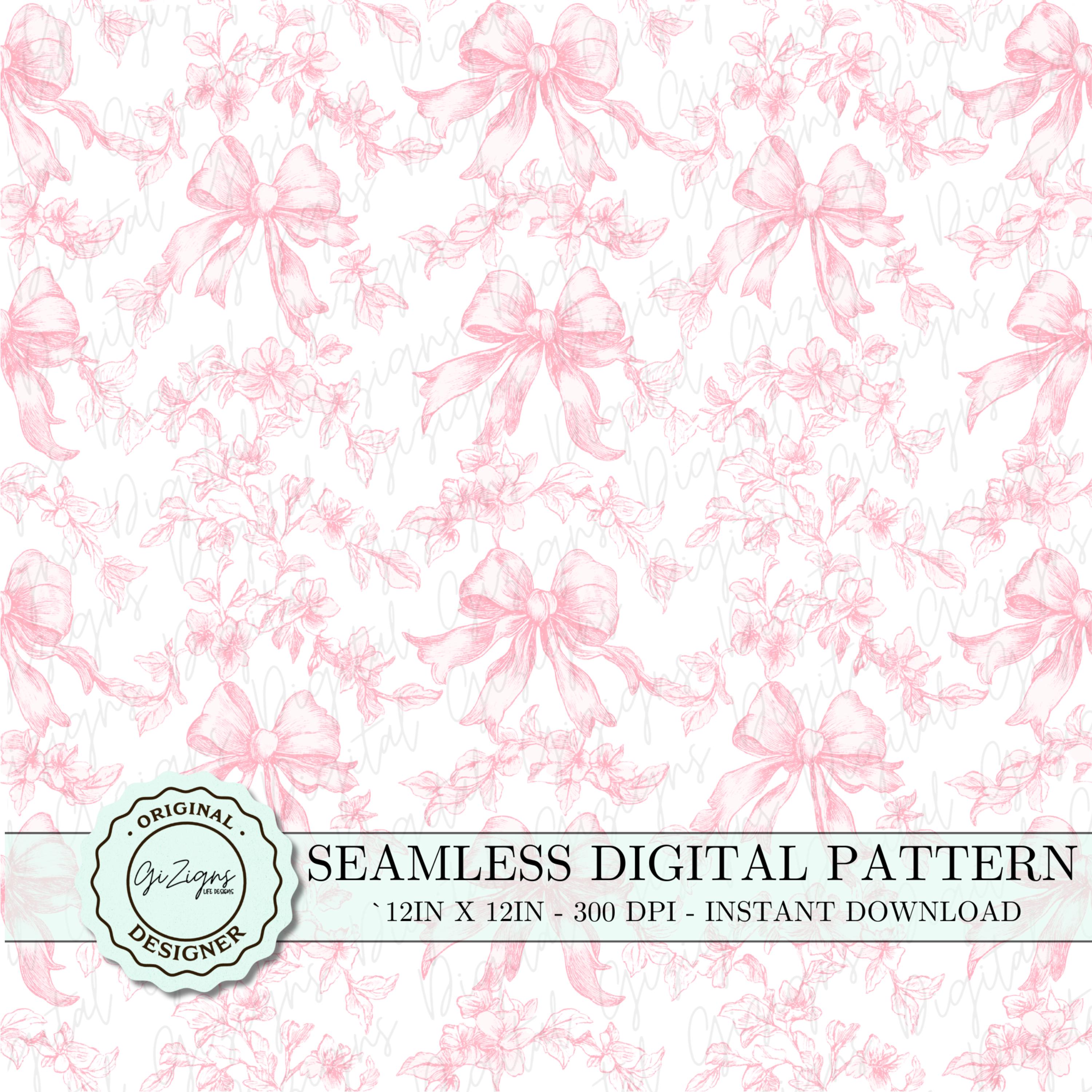 Vintage Pink Toile Coquette Seamless Pattern PNG SVG, Pink Chinoiserie ...