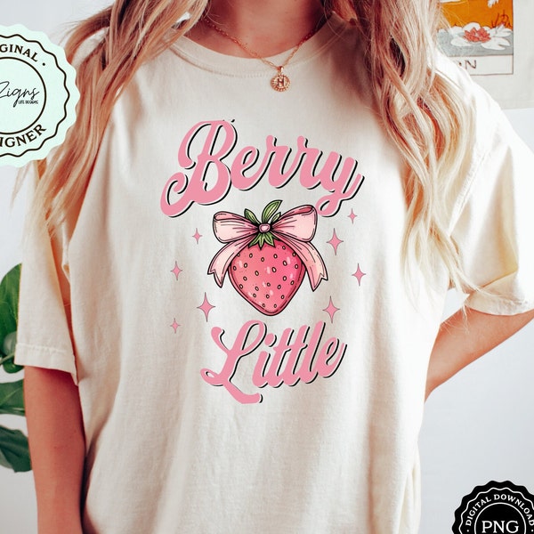 Trendy Big Little Pink Bow Strawberry Coquette PNG Sorority Family Clipart Shirt Designs, Girly Pink Clip Art Design, Sublimination Design