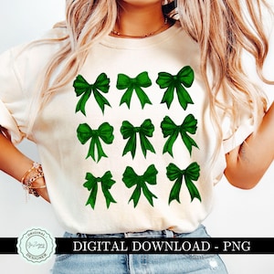 Trendy Green Bow Coquette PNG ClipArt Collage Coquette Bow PNG Green Ribbon Aesthetic Sublimination Instant Digital Download Design Clip Art