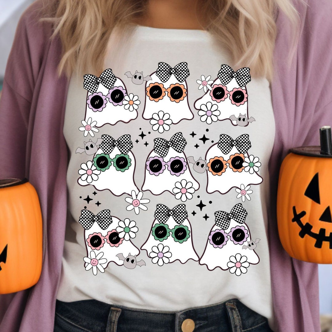 Cute Groovy Coquette Halloween Ghost PNG Coquette Bow Checkerboard ...
