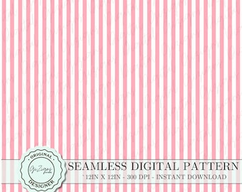May include: A seamless digital pattern featuring pink and white vertical stripes. The pattern is 12 inches by 12 inches and has a resolution of 300 DPI. It is an instant download.