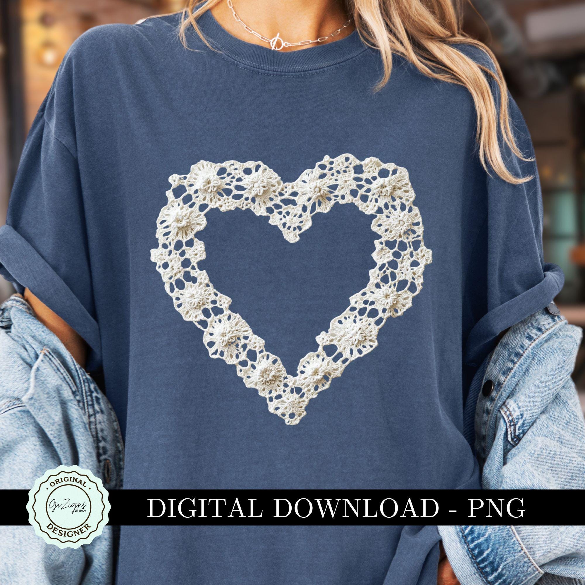 Trendy Vintage Lace Heart PNG Clipart Bundle, Romantic Valentine Heart ...