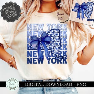 Nova York PNG Clipart, Laço Azul Coquete PNG, Toile Nova York PNG, Laço Grandmillenial State png, Design de Camisa e Chapéu de Sublimação Chinoiserie