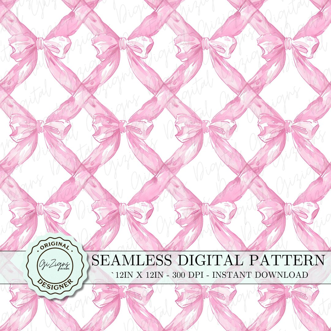 Pink Coquette Seamless Pattern PNG Lattice Pink Bow Repeated Pattern ...