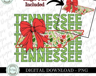 Christmas Tennessee Cowgirl PNG Clipart, Coquette Green and Red Bow Texas PNG Western PNG Grandmillenial Country Bow Design Sublimination