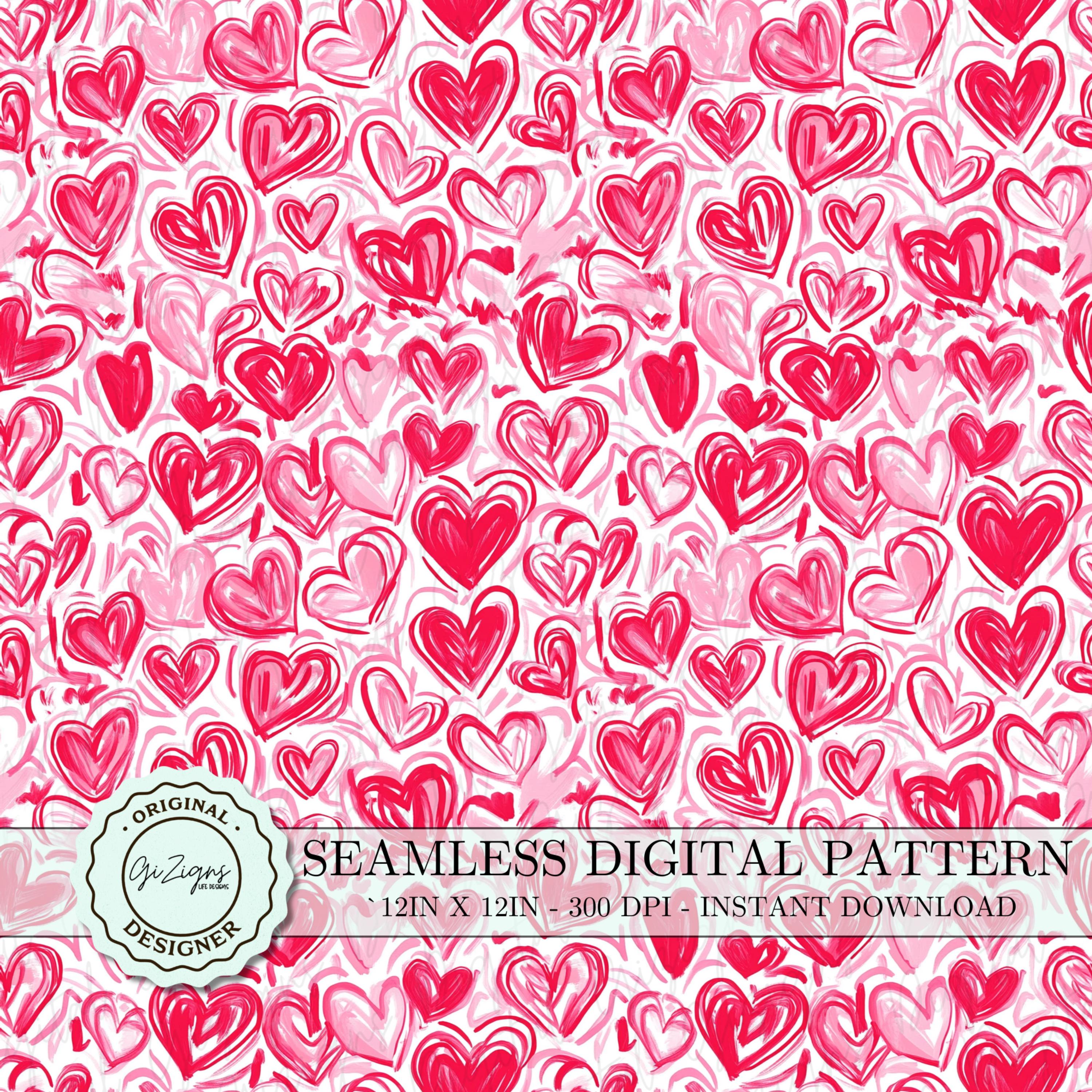 Trendy Valentine Heart Seamless Pattern PNG, Red and Pink Hearts ...