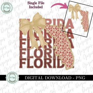 Florida PNG, Granat Florida Cowgirl PNG Clipart, Kokette Gold Blumenbogen PNG Grandmillenial Bogen Design png, Sublimationshemd png