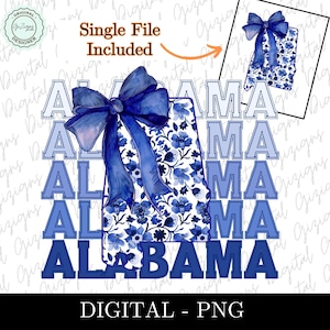 Bleu et blanc Alabama Cowgirl PNG Clipart, coquette noeud floral bleu Alabama PNG Western PNG Grandmillenial Bama Bow Design png, sublimation