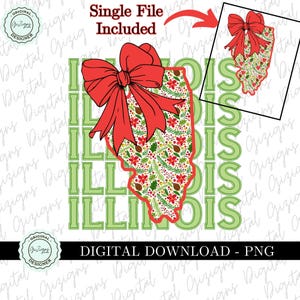 Kerstmis Illinois png-afbeeldingen, coquette groene en rode strik Illinois png westerse png-stijl strik ontwerp sublimatie shirtontwerp png staat