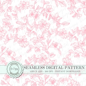 Motivo senza cuciture in toile rosa vintage PNG SVG, carta digitale Chinoiserie rosa, album di ritagli di carta da parati Toile de Jouy, design shabby chic retrò
