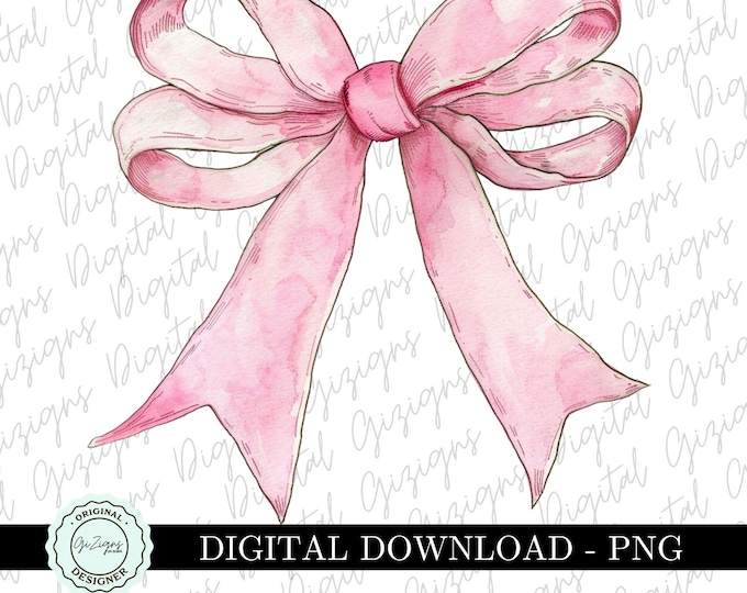 Rosa Schleife PNG, Instant Download, Clipart, Coquette Design, Aquarell, große Schleife Rosa Schleife PNG, Instant Download, Clipart, Coquette Design, Aquarell, große Schleife