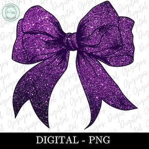 Glitzer Lila Schleife PNG, Y2K Lila kokette Schleife PNG ClipArt, Lila glitzernde Schleife, Boujee Schleife glamourös