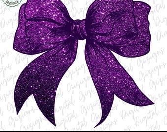 Glitter Purple Bow PNG, Y2K Purple Coquette Bow PNG ClipArt, Purple Sparkle Bow, Glamorous Blingy Boujee Bow Preppy png Sublimation Shirt